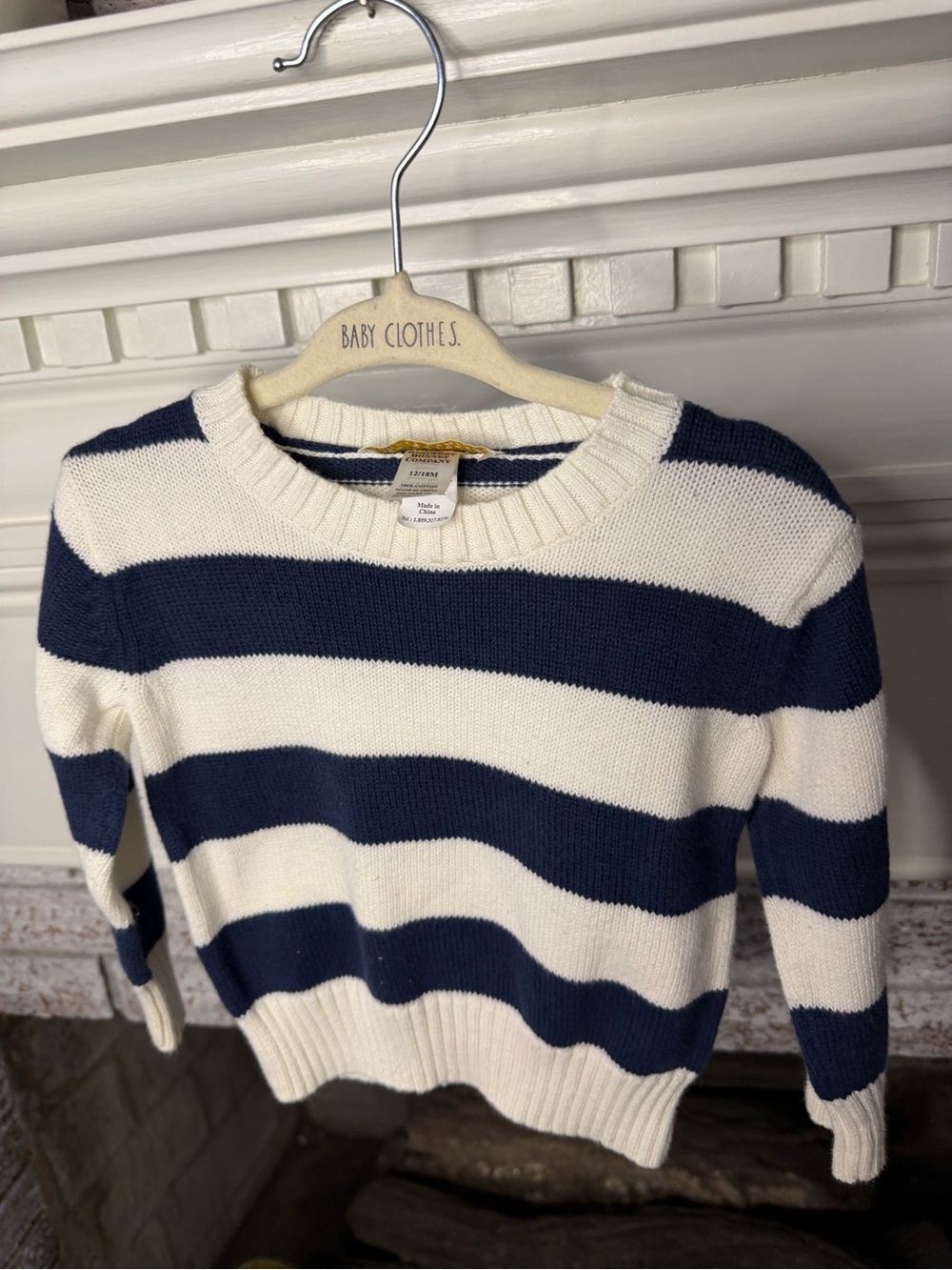 The Beaufort Bonnet Company Navy & Cream Striped Crewneck Sweater